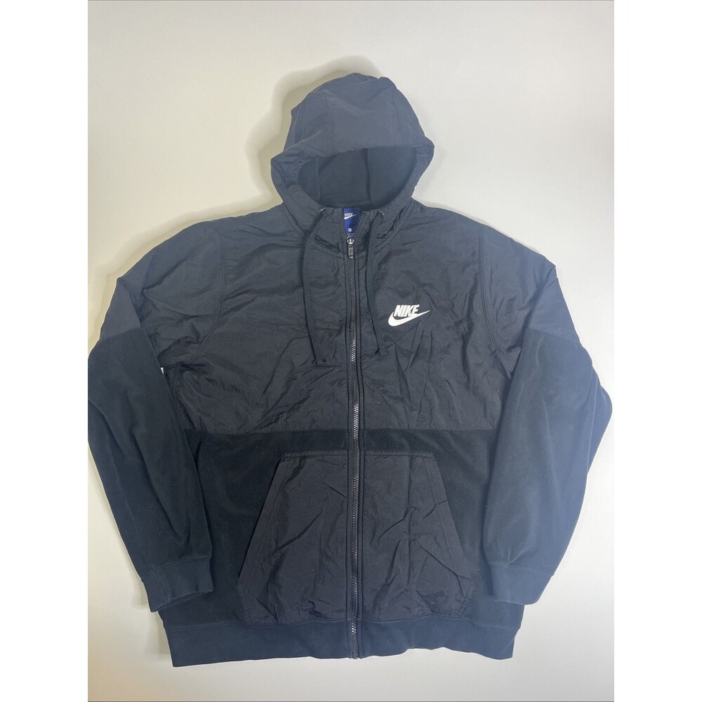 VTG Nike Blue Tag Fleece Jacket Men’s Large Black Full Zip Vintage